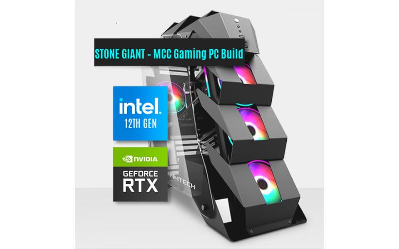 STONE GIANT – MCC Gaming PC Build || Intel Core I9-12900KF – GIGABYTE AORUS GeForce RTX™ 3080 Ti MASTER 12GDEEPCOOL GAMMAXX L360 A-RGB LIQUID CPU COOLERGIGABYTE Z690M AORUS ELITE AX DDR4 WIFI & BLUETOOTH MotherboardKingston FURY 32GB (2 X 16GB) 3200MHz DD